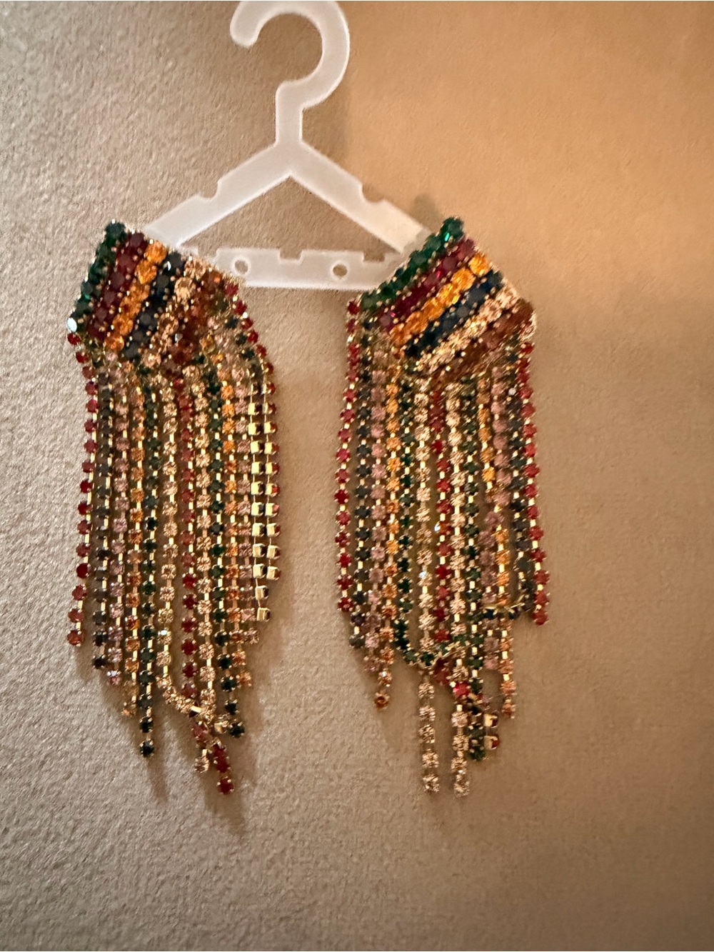 Multicolor Crystal Cascade Fringe Earrings